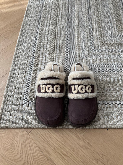 Ozwear Violet Shearling Slippers In Chocolate