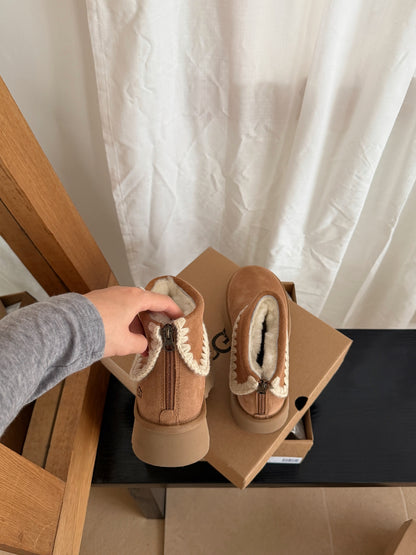 Chestnut Colored Platform Ankle Boots