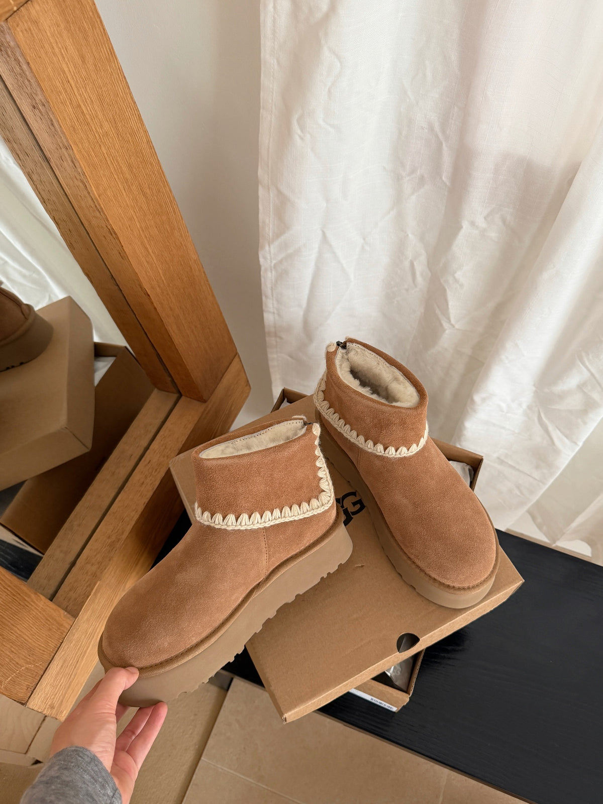 Chestnut Colored Platform Ankle Boots