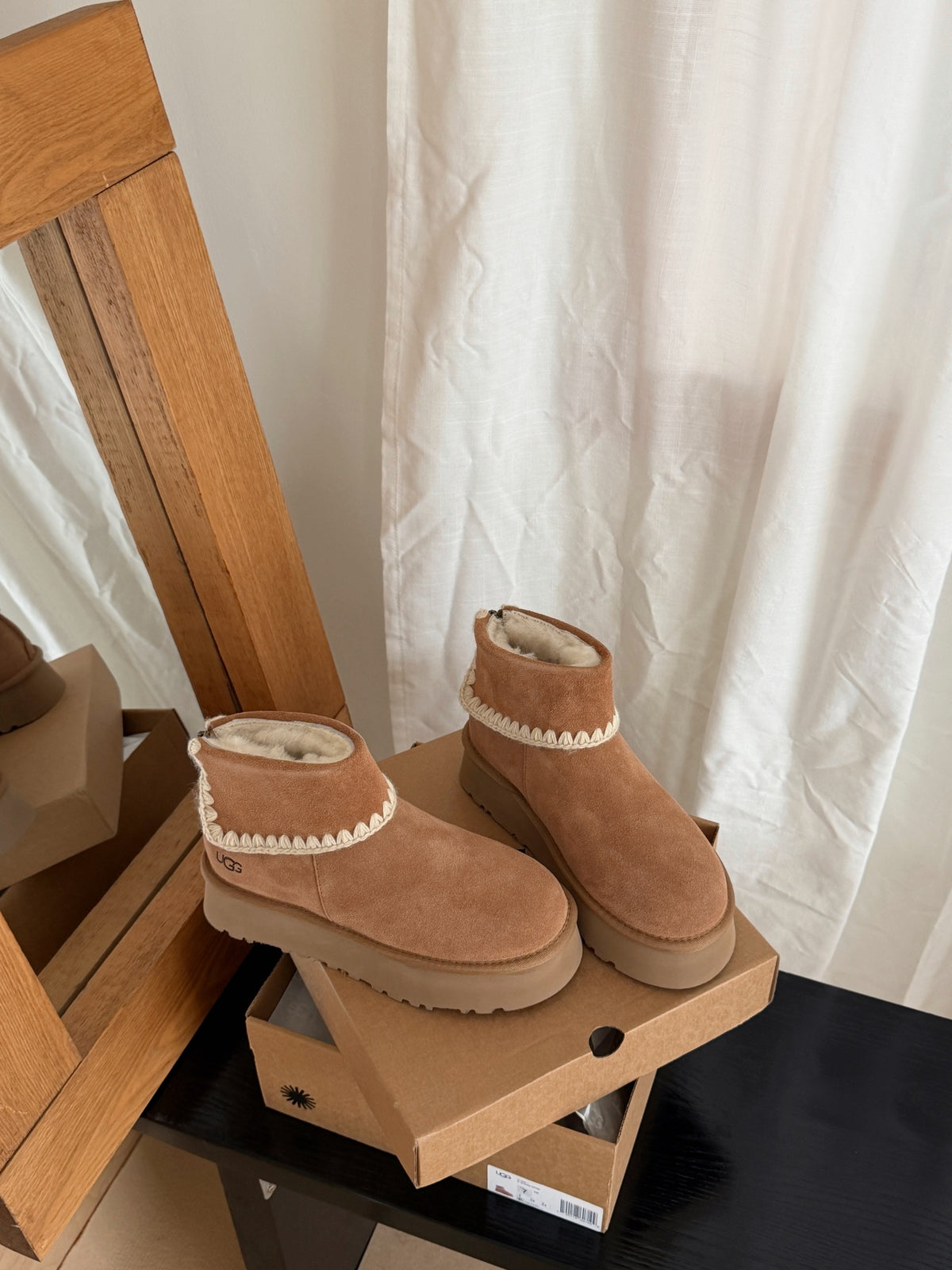 Chestnut Colored Platform Ankle Boots