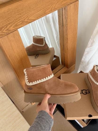 Chestnut Colored Platform Ankle Boots