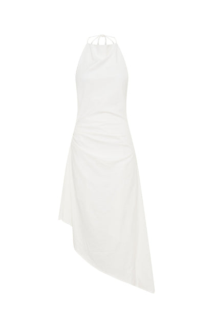 Night Hustle Halter Midi Dress White