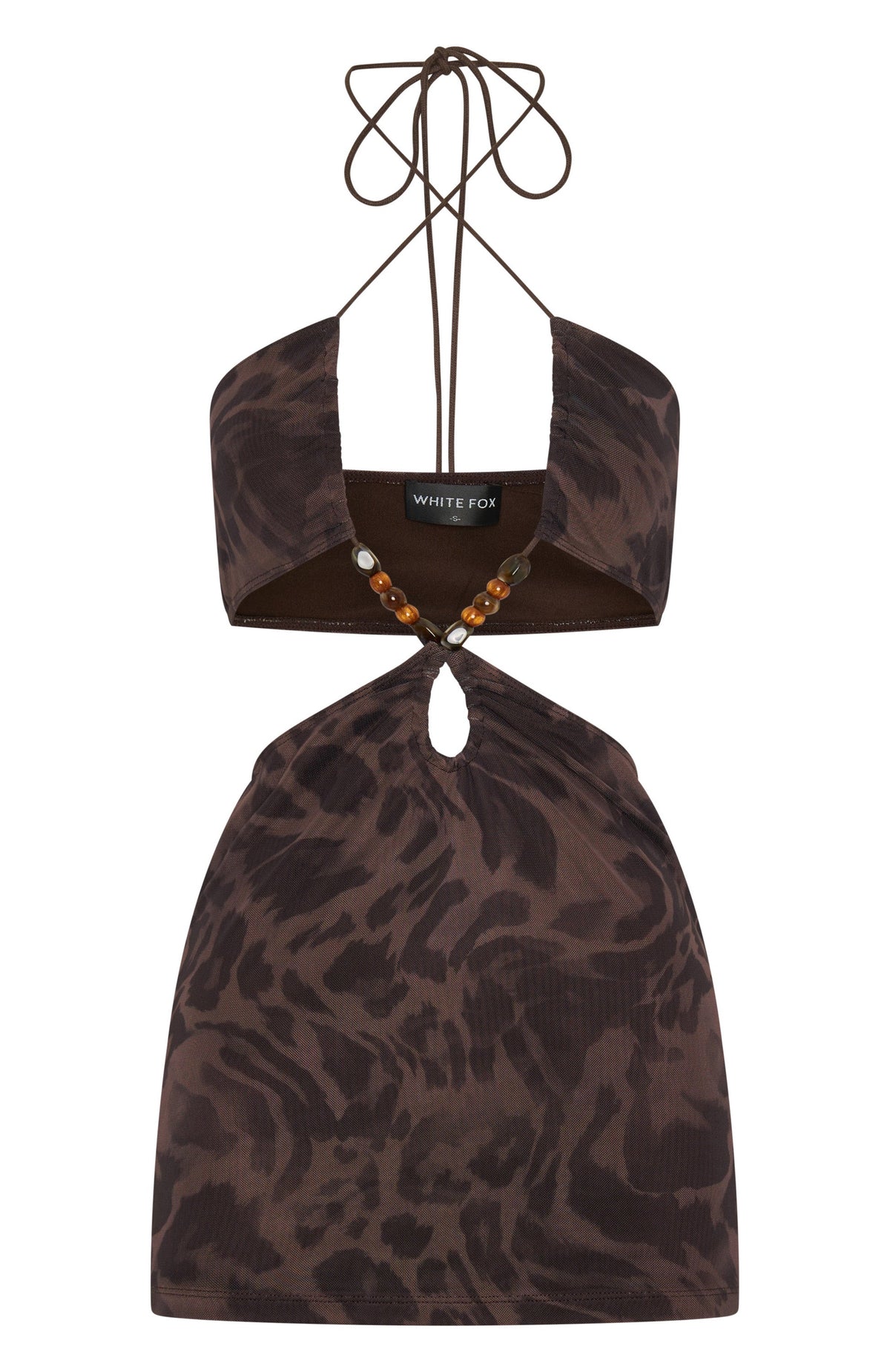 Snap Out Of It Printed Mesh Mini Dress Espresso
